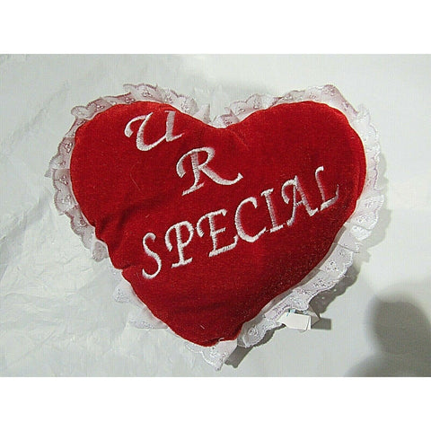 Valentine's Day Red Velvet Heart Embroidered "U R SPECIAL" Plush 8 1/2"