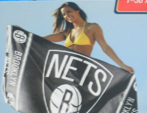 NBA Brooklyn Nets Horizontal Logo on Beach Towel 30"x60" WinCraft
