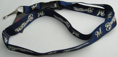 MLB Milwaukee Brewers Blue Lanyard No Breakaway Clip 23" L 3/4" W by Aminco