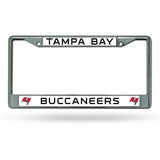 NFL Tampa Bay Buccaneers Chrome License Plate Frame Thin Black Letters