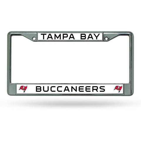NFL Tampa Bay Buccaneers Chrome License Plate Frame Thin Black Letters