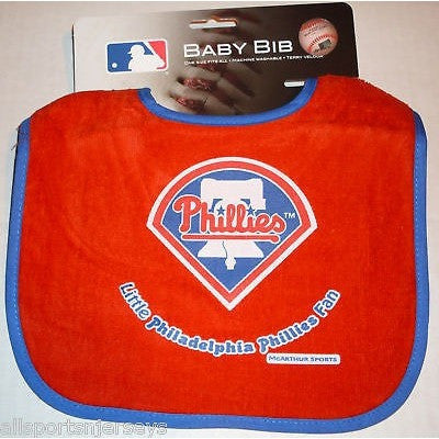 MLB Little Philadelphia Phillies Fan Infant Baby Bib Red Blue Trim Wincraft