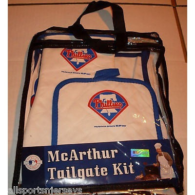 MLB Philadelphia Phillies BBQ Tailgate Kit 3 Piece Set Apron Oven Mitt Potholder McArthur