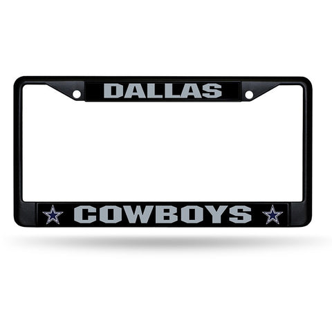 NFL Dallas Cowboys Black Chrome License Plate Frame Thin Gray Letters