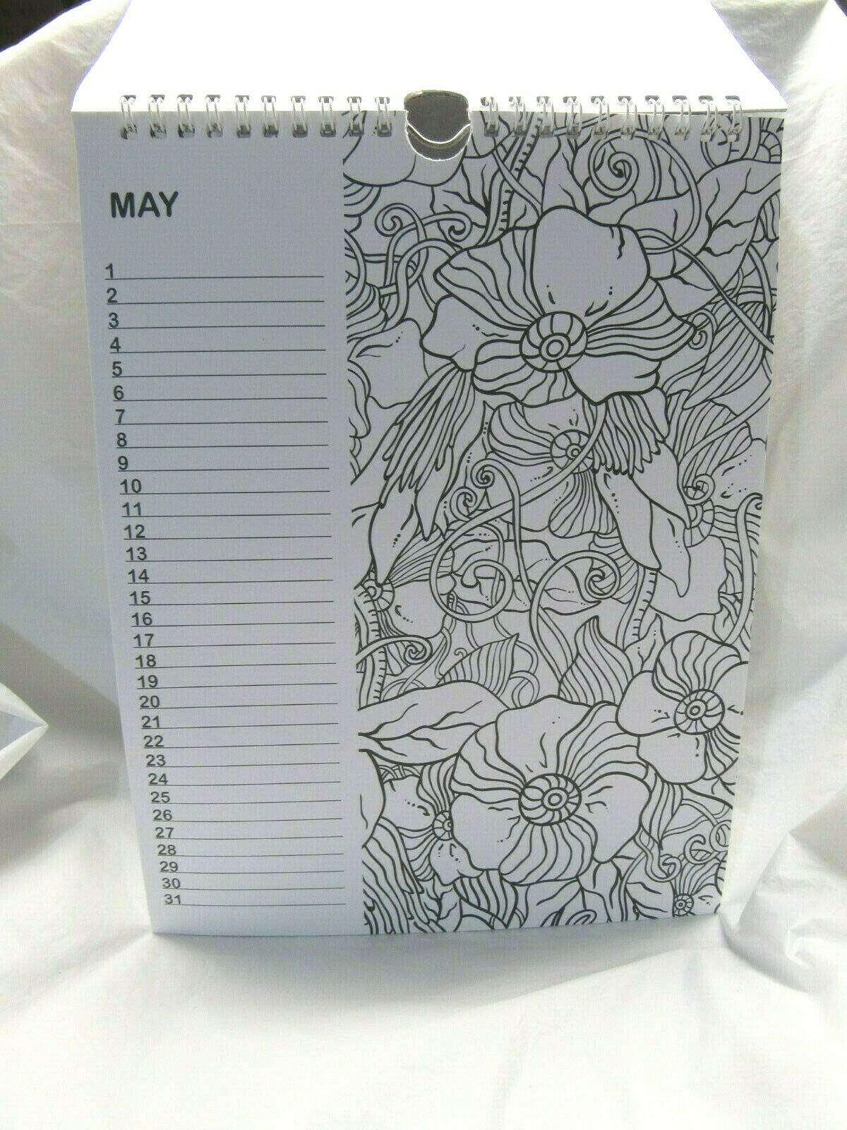 Grown Up Adult Coloring Book Monthly Calendar Calming art Therapy 12 Pages