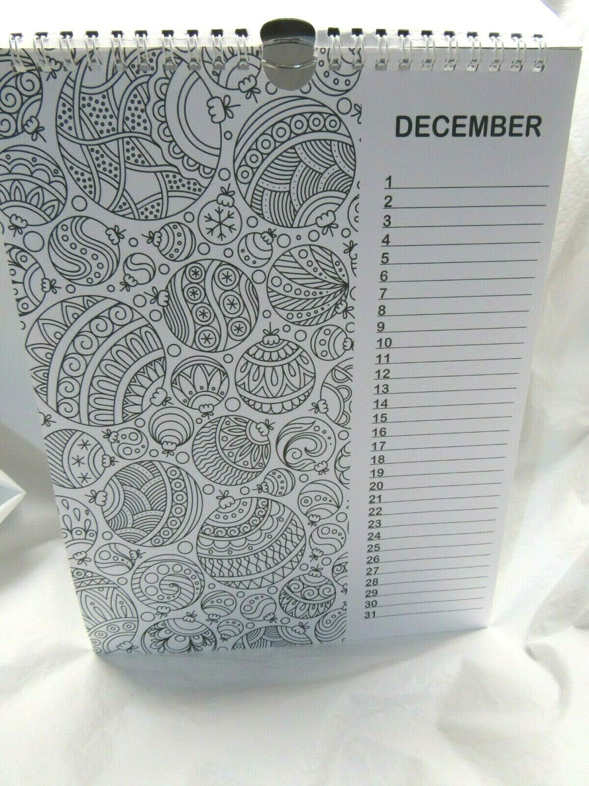 Grown Up Adult Coloring Book Monthly Calendar Calming art Therapy 12 Pages