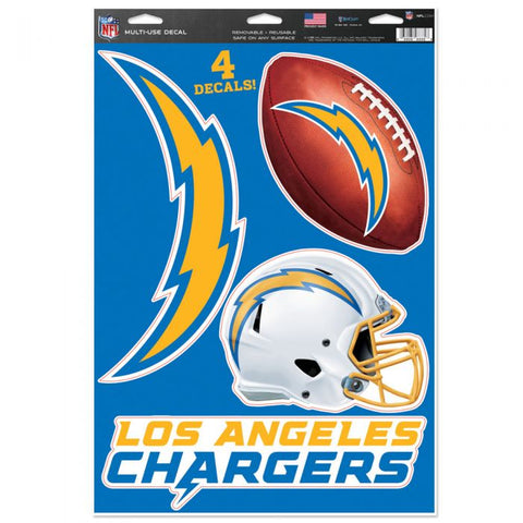 NFL Los Angeles Chargers 11" x 17" Ultra Decals Decals 4ct Sheet WINCRAFT