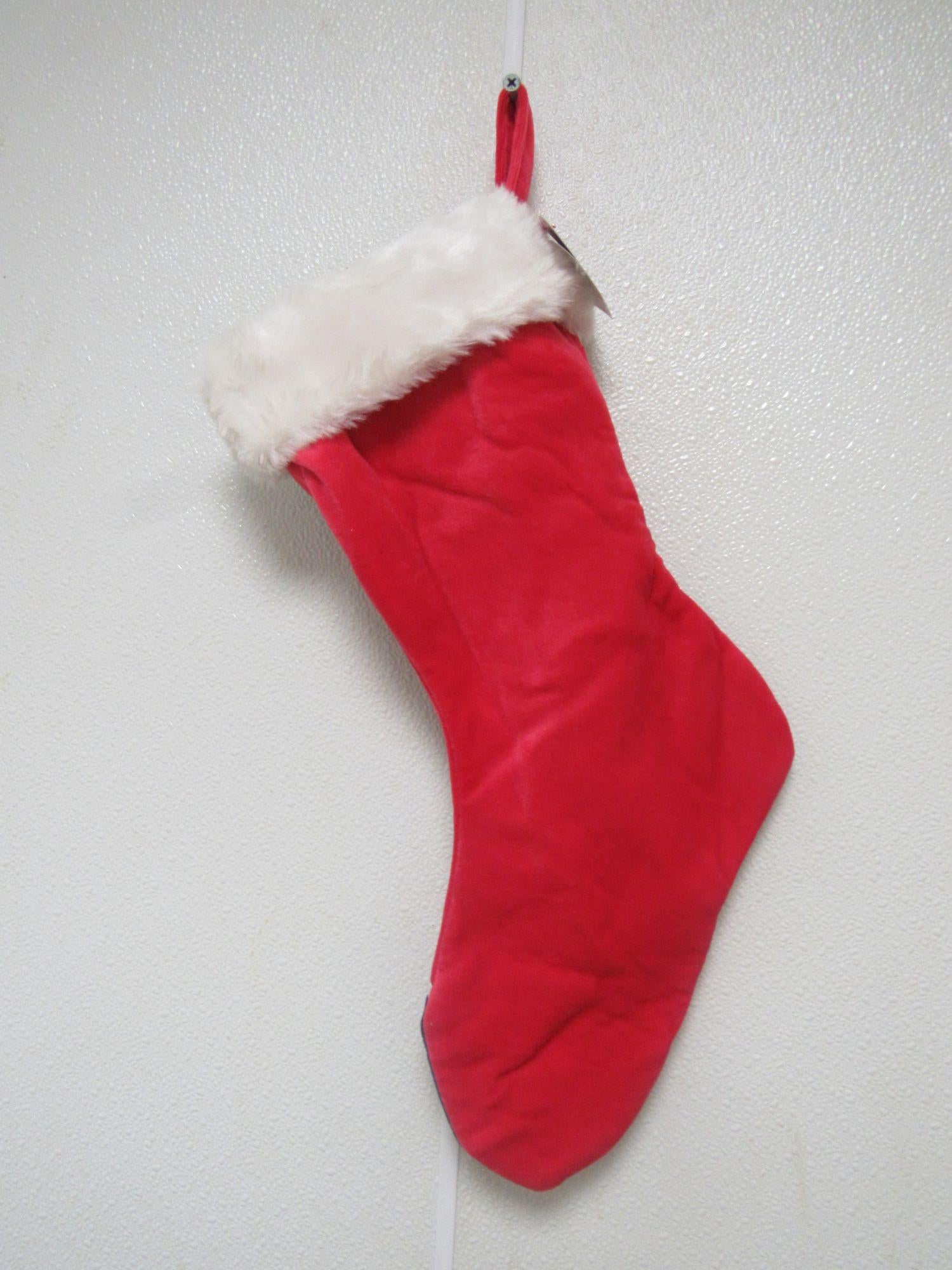 Cleveland Indians Embroidered on Red Christmas Stocking w/Blue Heal Toe