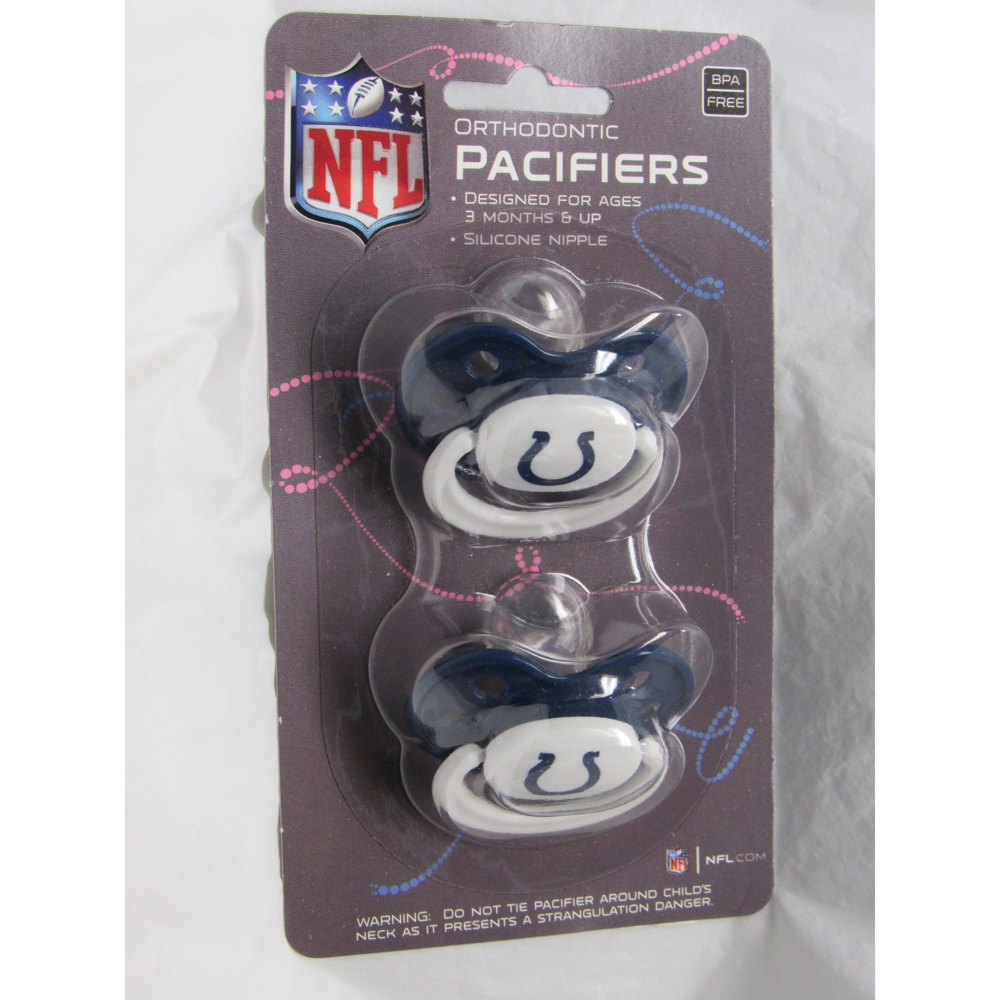 NFL Pacifiers Set of 2 Solid Color Shield w/ Holes on Card by baby fanatic