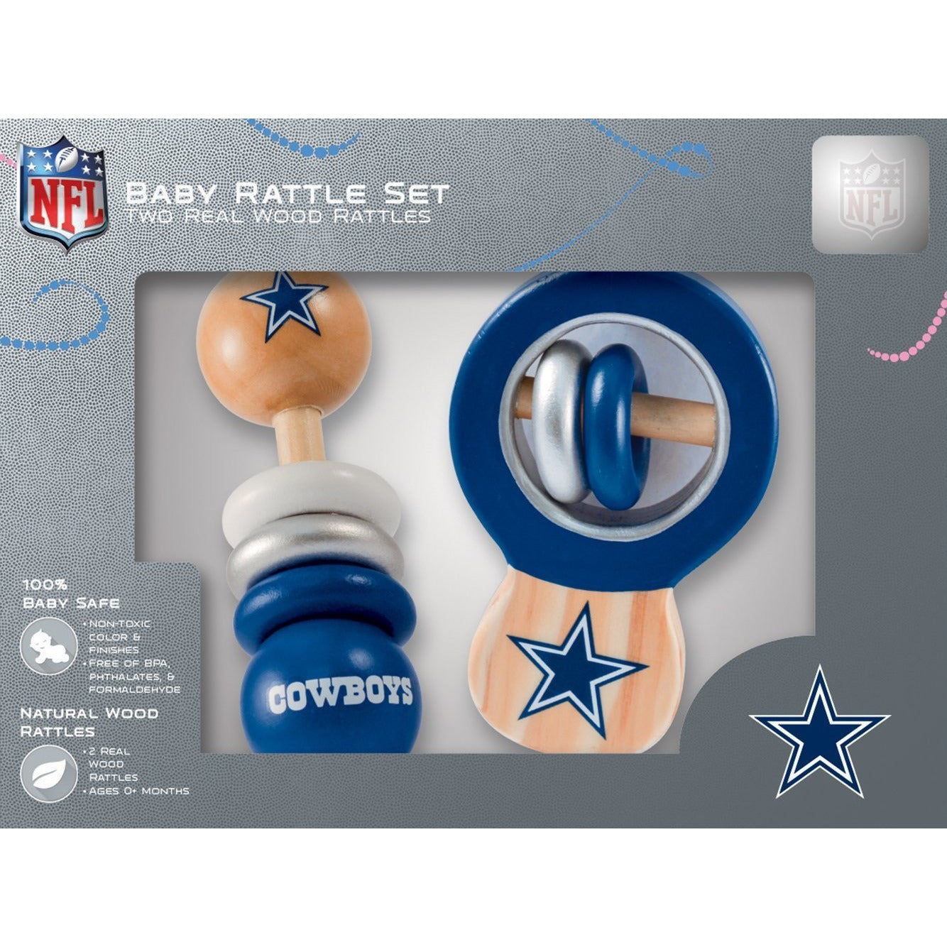 NFL Real Wood Baby Rattles (2-Pack) by MasterPieces Puzzle Co.