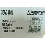 Himolene 366010N Trash Bags 10 Mic 55 Gallon 36X60 Natural 200ct Bags / Case