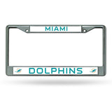 NFL Miami Dolphins Chrome License Plate Frame Thin Letters