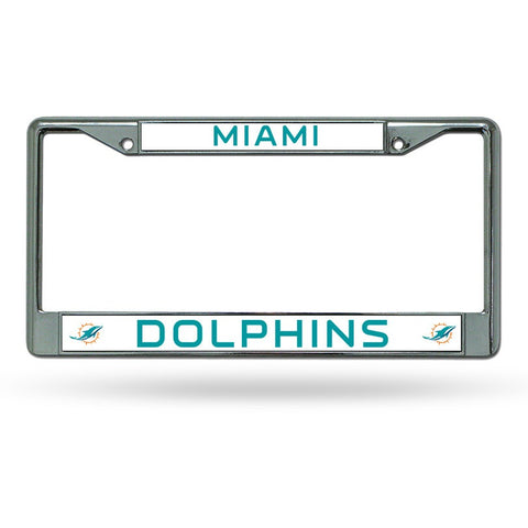 NFL Miami Dolphins Chrome License Plate Frame Thin Letters