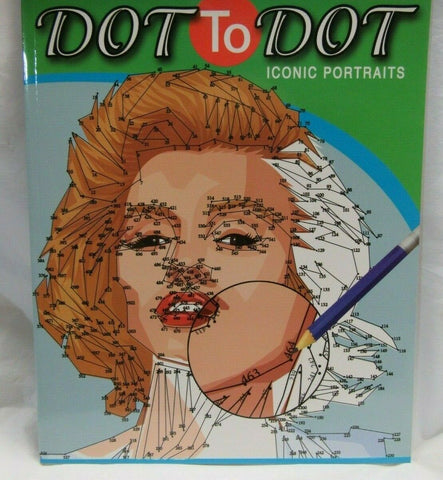 Grown Up Adult Coloring Book Dot to Dot Iconic Portraits 32 Pages