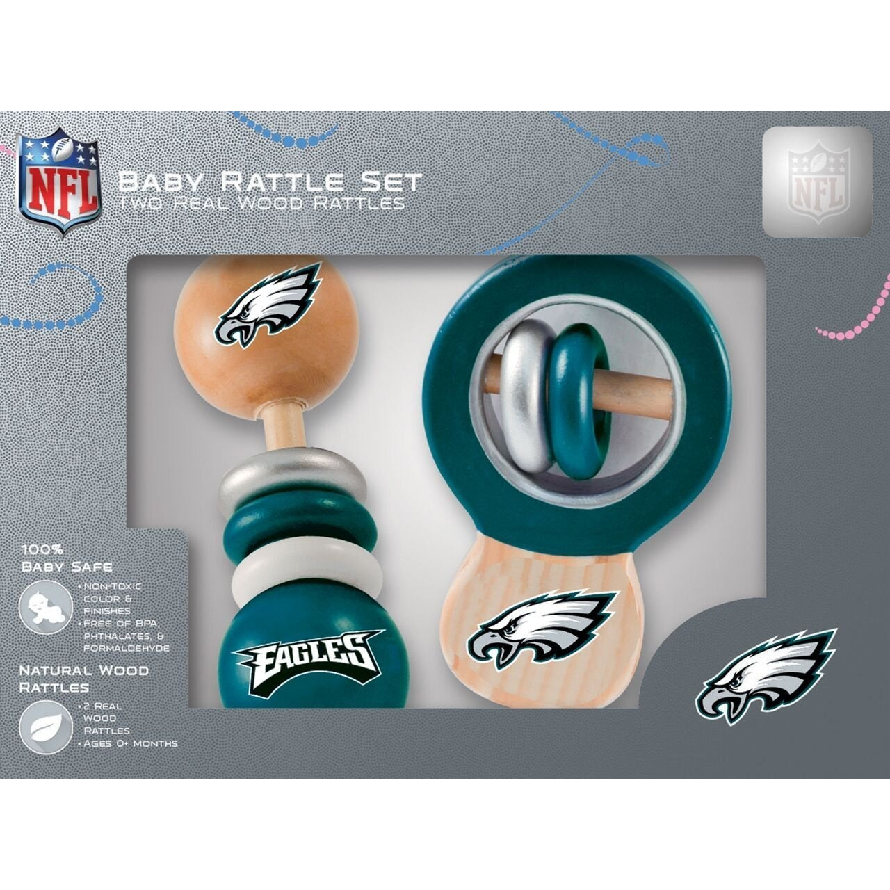 NFL Real Wood Baby Rattles (2-Pack) by MasterPieces Puzzle Co.