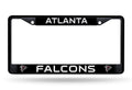 NFL Atlanta Falcons Black Chrome License Plate Frame White Letters