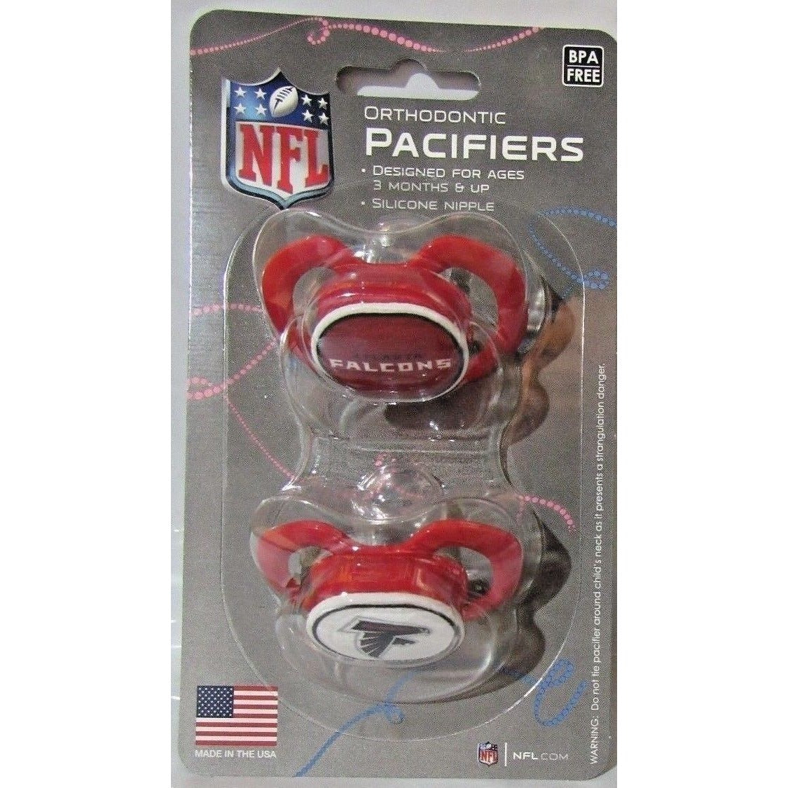 NFL Pacifiers Set of 2 Images Color Shield on Card by baby fanatic