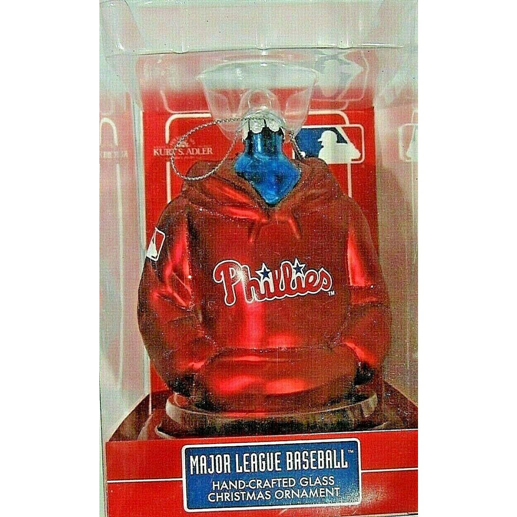 Kurt Adler Philadelphia Phillies Glass Hoodie Sweatshirt Ornament 4.5″x3.5″x2″