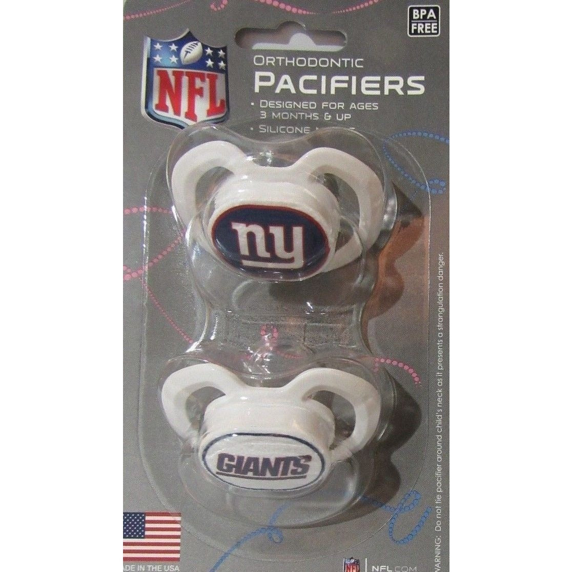 NFL Pacifiers Set of 2 Images Color Shield on Card by baby fanatic
