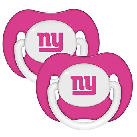 NFL New York Giants Pink Pacifiers Set of 2 w/ Solid Shield on Card