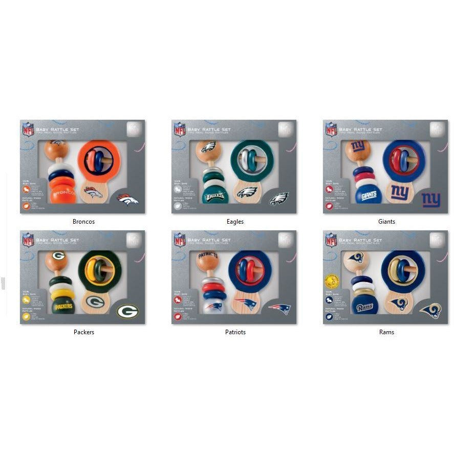 NFL Real Wood Baby Rattles (2-Pack) by MasterPieces Puzzle Co.