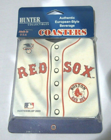 MLB Red Sox Logo on Jersey Image Thick Paper Coasters 6 Pack