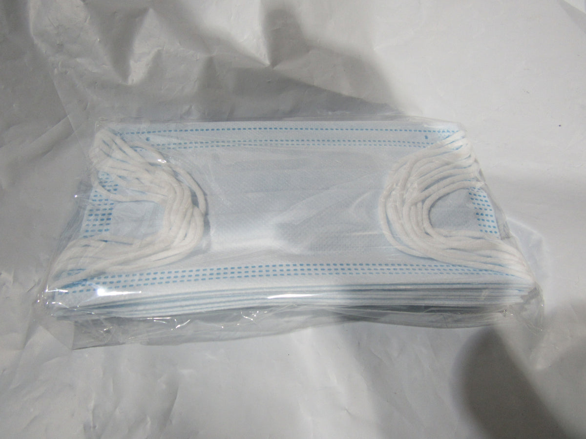 Single Use 3-Ply Face Mask Mouth Cover with Ear Loop Box of 50