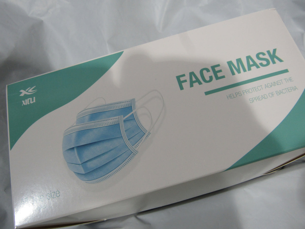 Single Use 3-Ply Face Mask Mouth Cover with Ear Loop Box of 50