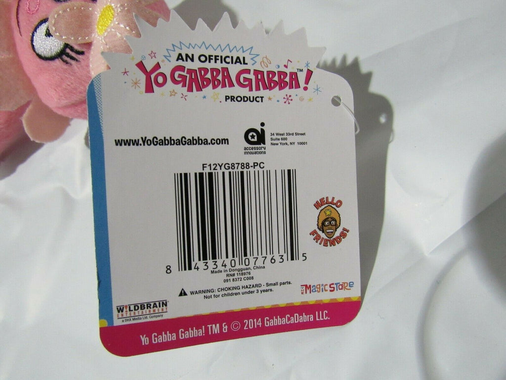 2014 Yo Gabba Gabba 9" FOOFA Pink Plush Doll Bag Clip Nick Jr.