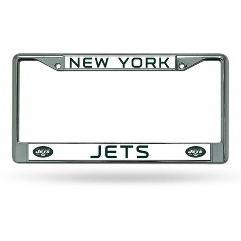 NFL New York Jets Chrome License Plate Frame Thin Green Letters