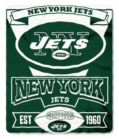NFL New York Jets 50" by 60" Rolled Fleece Blanket Marque Design