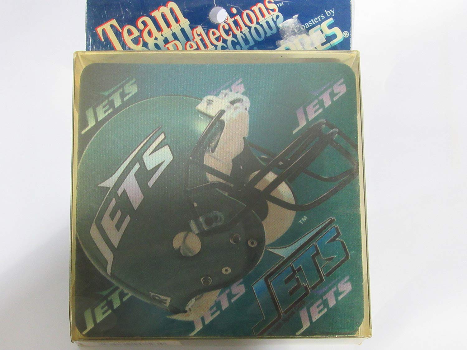 NFL New York Jets Helmet over Name Neoprene Foam Coasters 4 Pack