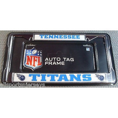 NFL Tennessee Titans Chrome License Plate Frame Thick Light Blue Letters