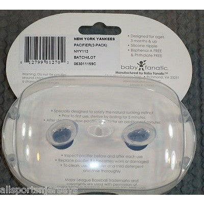 MLB New York Yankees Pacifier set of 2 Striped w/Case by baby fanatic