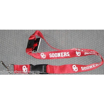 NCAA Oklahoma Sooners Red Lanyard Detachable Buckle 23" L 3/4" W by Aminco