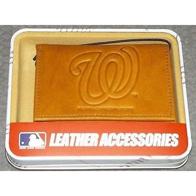 MLB Washington Nationals Embossed TriFold Leather Wallet With Gift Box