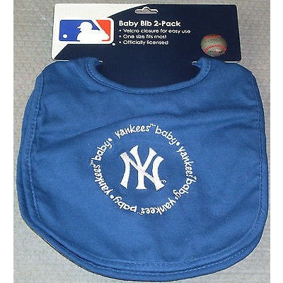 MLB New York Yankees Embroidered Infant Baby Bibs Blue 2 pack by baby fanatic