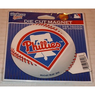 MLB Philadelphia Phillies Logo on Baseball 4 inch Auto Magnet by WinCraft