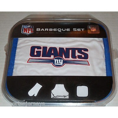 NFL New York Giants Alt Logo BBQ Tailgate Kit 3 Piece Set Apron Oven Mitt Potholder McArthur