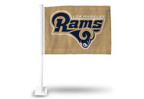 NFL Los Angeles Rams Logo Over Name on Gold Window Car Flag Rico
