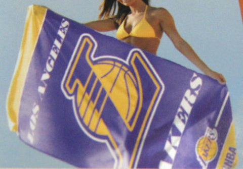 NBA Los Angeles Lakers Vertical Logo on Beach Towel 30"x60" WinCraft