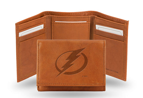 NHL Tampa Bay Lightning Embossed TriFold Leather Wallet With Gift Box