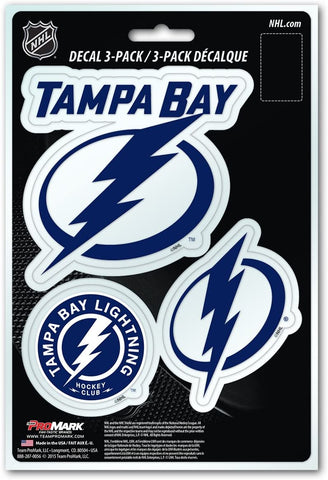 NHL Tampa Bay Lightning Team Decals Set of 3 by Team ProMark