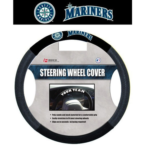 MLB POLY-SUEDE MESH STEERING WHEEL COVER SEATTLE MARINERS