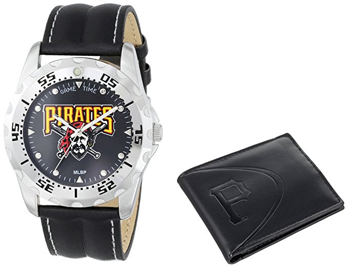MLB Men's Watch and Black Leather Wallet Set by Game Time Select