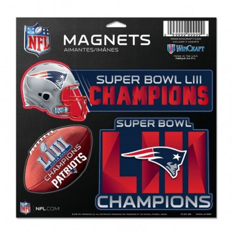 New England Patriots Super Bowl LIII Champions 11"x11" 3 pack Magnets WinCraft