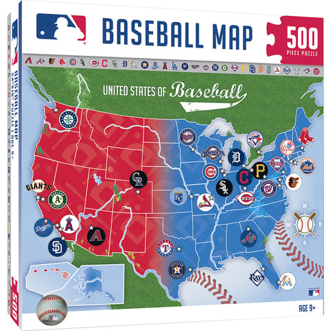 MLB Map Jigsaw Puzzle 500 pc by Masterpieces Puzzles Co.