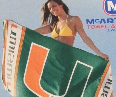 NCAA Miami Hurricanes Beach Towel Horizontal Logo 30" by 60" by WinCraft