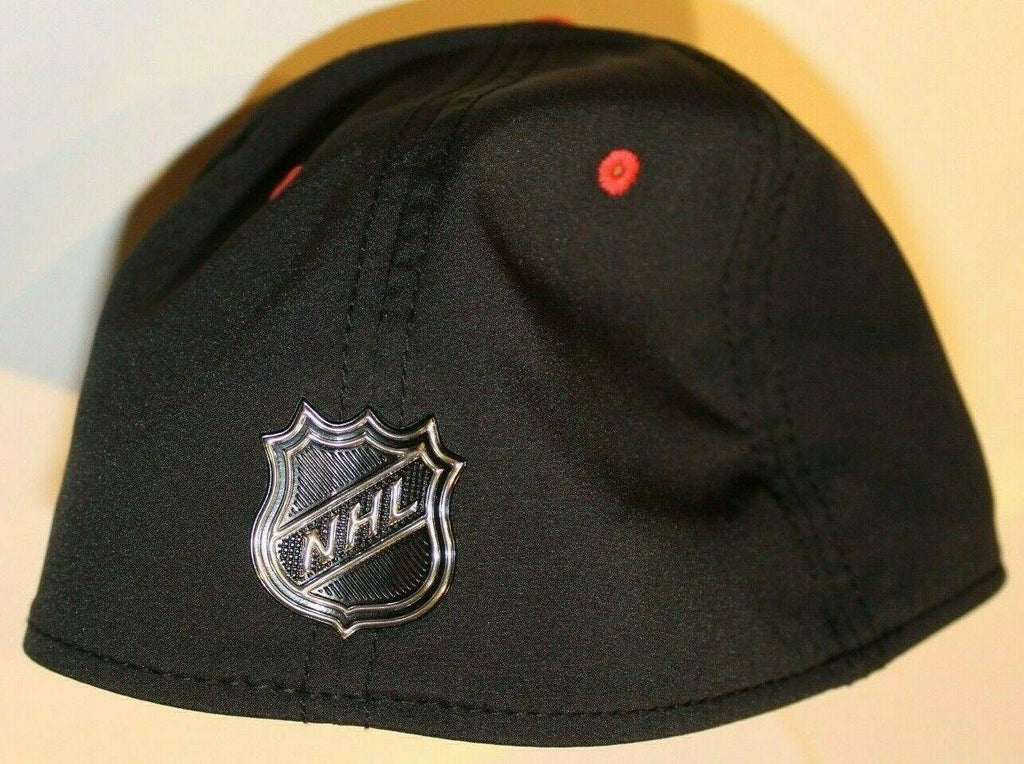NWT NHL New Jersey Devils 2018 Draft Flex Cap Logo Over Red Dots Size L/XL