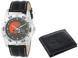 NFL Men's Watch and Leather Wallet Set by Game Time Select Team on Left